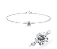 Vintage Flower Style Silver Bracelet BRS-726